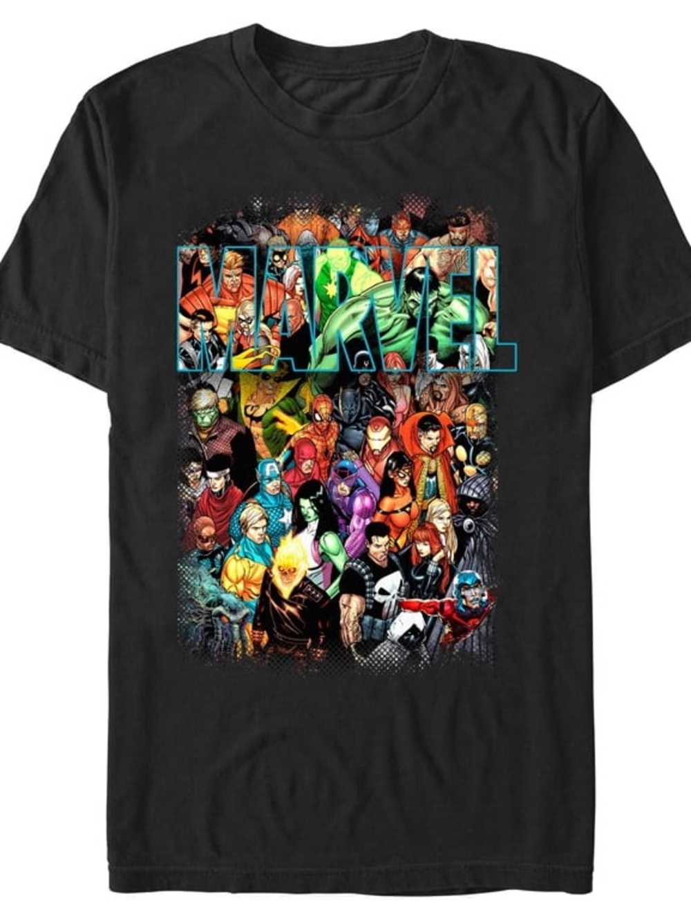 Marvel Mens L Civil War Character Collage Graphic Tee Black Superhero Y2K
